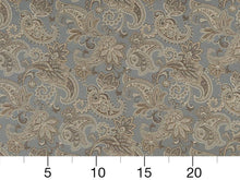 Load image into Gallery viewer, French Blue Grey Damask Paisley Upholstery Drapery Fabric