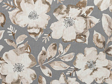 Load image into Gallery viewer, Grey Brown Charcoal Cream Floral Upholstery Drapery Fabric