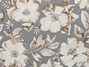 Grey Brown Charcoal Cream Floral Upholstery Drapery Fabric