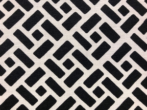 Quadrille China Seas Edo Black on Tint Linen Cotton Geometric Upholstery Fabric