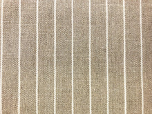 Load image into Gallery viewer, Designer Water &amp; Stain Resistant Beige White Neutral Belgian Linen Stripe Upholstery Drapery Fabric
