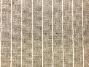 Designer Water & Stain Resistant Beige White Neutral Belgian Linen Stripe Upholstery Drapery Fabric