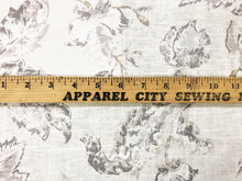 Load image into Gallery viewer, Ivory Beige Grey Linen Rayon Distressed Jacobean Floral Drapery Fabric / Ash