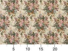 Load image into Gallery viewer, Heavy Duty Victorian Floral Tapestry Plum Purple Mauve Pink Green Beige Mint Blue Navy Upholstery Fabric