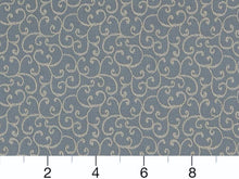 Load image into Gallery viewer, French Blue Grey Swirl Upholstery Drapery Fabric