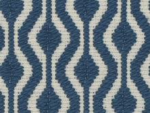 Load image into Gallery viewer, Crypton French Blue White Geometric Upholstery Fabric