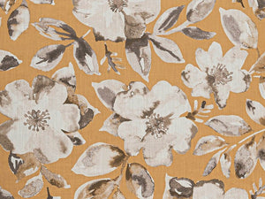 Gold Beige Brown Grey Cream Floral Upholstery Drapery Fabric