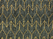 Load image into Gallery viewer, Designer Woven Water &amp; Stain Resistant Geometric MCM Mid Century Modern Charcoal Gray Grey Mustard Gold Upholstery Fabric