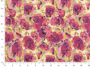 Heavy Duty Purple Magenta Pink Green Black Floral Upholstery Drapery Fabric