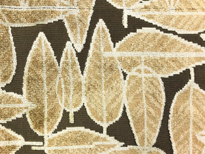 Pollack & Associates Leaf Beige Brown Taupe Abstract Botanical Upholstery Velvet Fabric