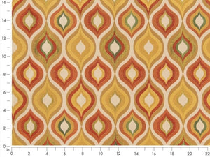 Beige Orange Red Green Mustard Gold Geometric Upholstery Fabric