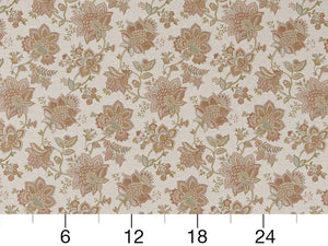 Heavy Duty Jacobean Floral Abstract Tapestry Rose Mauve Beige Green Ivory Upholstery Fabric