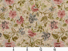 Load image into Gallery viewer, Heavy Duty Abstract Floral Tapestry Green Rose Pink Mauve Steel Blue Beige Upholstery Fabric