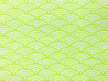 Load image into Gallery viewer, Quadrille China Seas Seto II Lime on White 8180W-05 Linen Cotton White Neon Green Art Deco Abstract Fabric