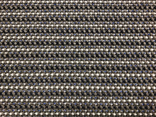 Load image into Gallery viewer, Designer Woven Textured Knotty Gray Navy Royal Blue White Mid Century Modern Speckled Stripe Upholstery Fabric