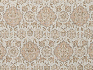 Beige Blush Grey Floral Moorish Medallion Upholstery Drapery Fabric