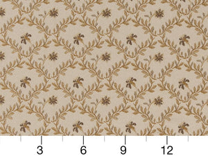 Heavy Duty Floral Brocade Beige Gold Ivory Brown Upholstery Drapery Fabric