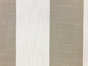 Designer Water & Stain Resistant Indoor Outdoor Oversized Taupe Beige Ivory Stripe Nautical Upholstery Fabric