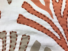 Load image into Gallery viewer, Designer Embroidered Nautical Orange Beige Ivory Tan Coral Cotton Drapery Fabric