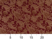 Load image into Gallery viewer, Burgundy Red Beige Damask Paisley Upholstery Drapery Fabric