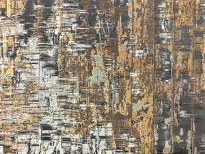 1.5 Yd Designer Abstract Textured Mustard Gold Off White Gray Upholstery Drapery Fabric