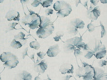 Load image into Gallery viewer, Off White Navy Blue Floral Botanical Linen Drapery Fabric