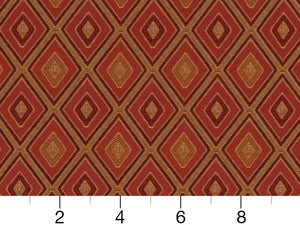 Heavy Duty Geometric Diamond Red Burgundy Beige Gold Upholstery Drapery Fabric