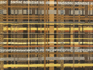 Water & Stain Resistant Mid Century Modern Abstract outlet Geometric Plaid Brown Mustard Yellow Gray Upholstery Fabric STA249