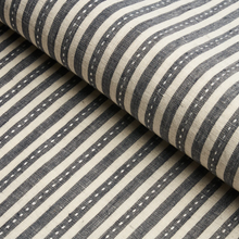 Load image into Gallery viewer, Schumacher Mathis Ticking Stripe Fabric 180592 / Carbon