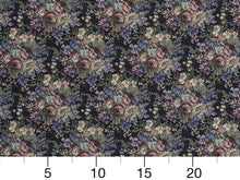 Load image into Gallery viewer, Heavy Duty Victorian Floral Tapestry Dark Teal Navy Blue Sage Green Plum Purple Pink Upholstery Fabric