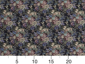 Heavy Duty Victorian Floral Tapestry Dark Teal Navy Blue Sage Green Plum Purple Pink Upholstery Fabric