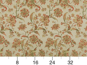Heavy Duty Floral Seafoam Green Beige Coral Upholstery Drapery Fabric