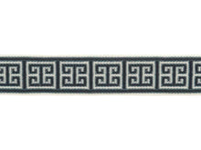 Load image into Gallery viewer, 2.5&quot; Wide Navy Blue Cream Geometric Greek Key Upholstery Drapery Border Tape Trim