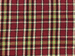 Water & Stain Resistant Reversible Woven Red Green Beige Tartan Plaid Upholstery Drapery Fabric