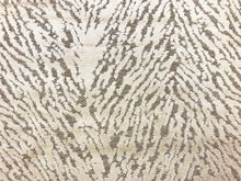Load image into Gallery viewer, 1.25 Yds Designer Beige Animal Pattern Tiger Cut Velvet Upholstery Fabric