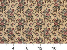 Load image into Gallery viewer, Heavy Duty Victorian Floral Tapestry Plum Purple Pink Forest Green Mustard Gold Sand Beige Upholstery Fabric