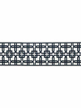 Load image into Gallery viewer, White Navy Blue Geometric Embroidered Drapery Tape Trim