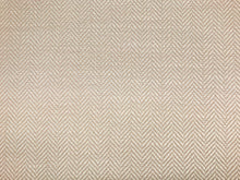 Load image into Gallery viewer, Designer Beige Cream Neutral Herringbone Tweed Textured Geometric Mid Century Modern Water &amp; Stain Resistant Upholstery Fabric