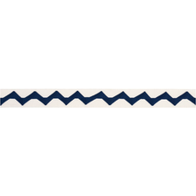 Load image into Gallery viewer, Schumacher Lazare Appliqué Tape Trim 82241 / Navy On Ivory
