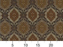 Load image into Gallery viewer, Heavy Duty Geometric Medallion Dark Umber Caramel Aqua Blue Beige Upholstery Drapery Fabric