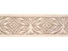 Load image into Gallery viewer, 2.5" Wide Linen Rayon Taupe Beige Embroidered Animal Pattern Drapery Tape Trim