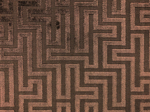 Kravet Comoda Belgian Chocolate Brown Geometric Greek Key Cut Velvet Upholstery Fabric