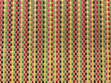Load image into Gallery viewer, Yellow Wheat Lime Green Pink Red Brown Small Check Woven Geometric Upholstery Drapery Fabric