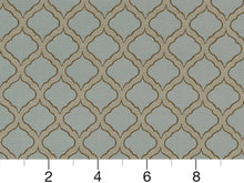 Load image into Gallery viewer, Seafoam Blue Brown Olive Trellis Diamond Upholstery Drapery Fabric