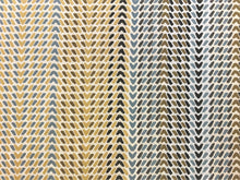 Load image into Gallery viewer, Water &amp; Stain Resistant Mustard Gold Steel Blue Grey Olive Green Black MCM Geometric Abstract Upholstery Drapery Fabric