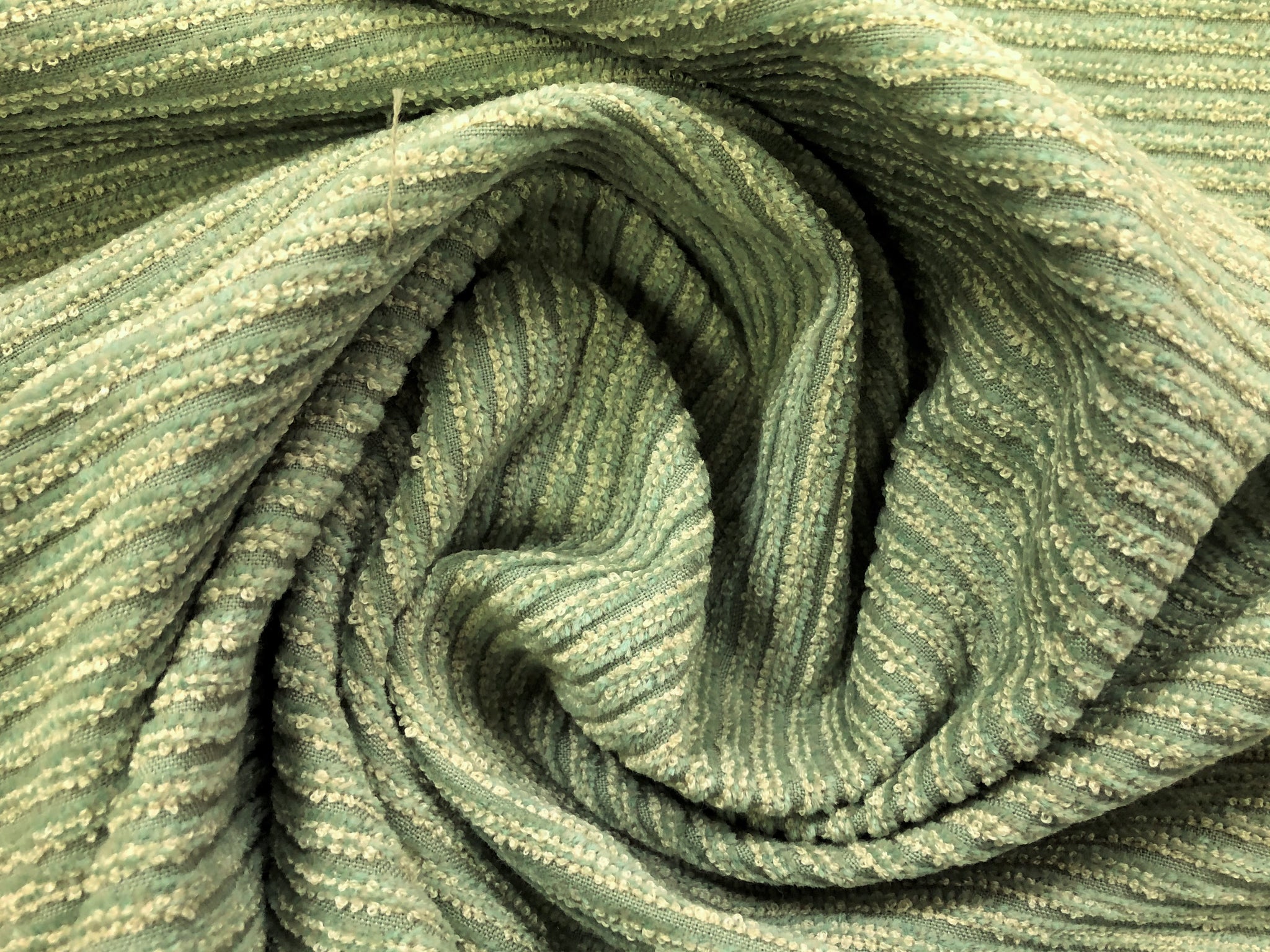 Sage Beige Chenille Stripe Uph Fabric, Fabric Bistro