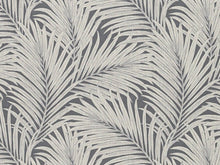 Load image into Gallery viewer, Steel Blue Ivory Tropical Palm Upholstery Drapery Fabric