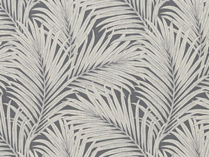 Steel Blue Ivory Tropical Palm Upholstery Drapery Fabric