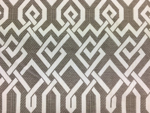 Brentano Keys Fat Deer Indoor Outdoor Taupe Cream Geometric Polypropylene Upholstery Fabric