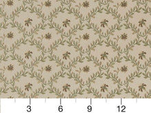 Load image into Gallery viewer, Heavy Duty Floral Brocade Seafoam Green Ivory Brown Upholstery Drapery Fabric